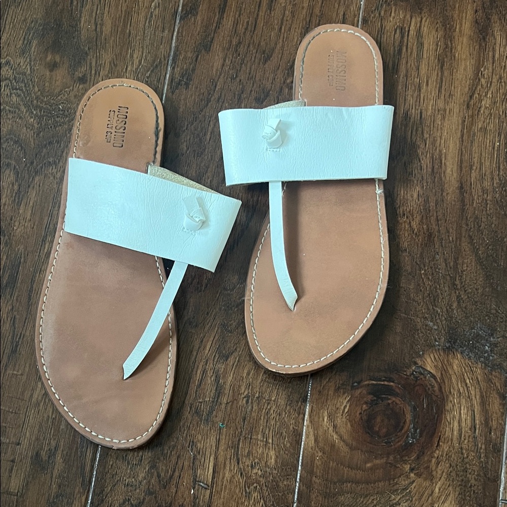 White Leather Thong Sandals